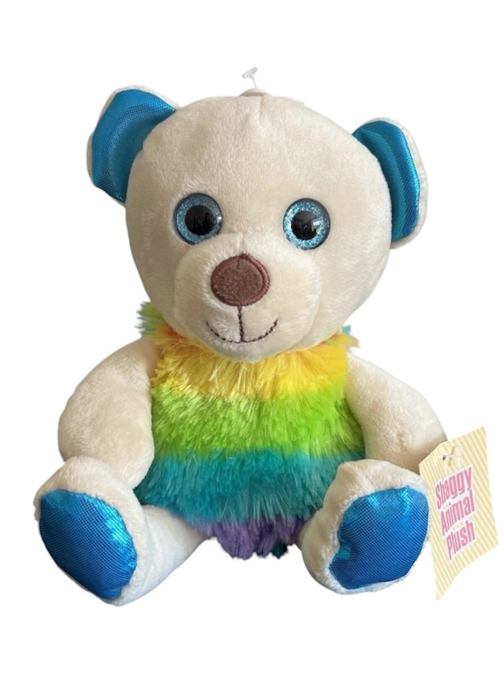 Midwood Brands Rainbow Teddy Bear Plush Stuffed Animal Shaggy Shimmery 10 Inch